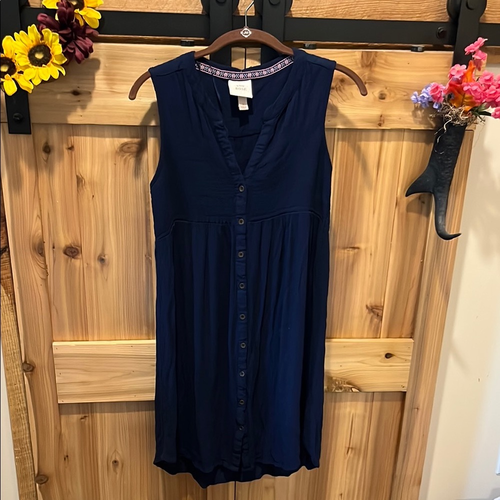 Knox Rose Navy Sleeveless Button-Front Summer Dress